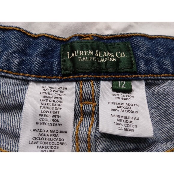 Lauren Jeans Co Jean Shorts Ralph Lauren Distressed Cutoff Blue Denim Womens 12 - Picture 4 of 7